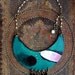 Painted Moon /// Green Black Rose Artisan Painted Cardboard and Pearl Brass Chain Choker Necklace Art Jewelry