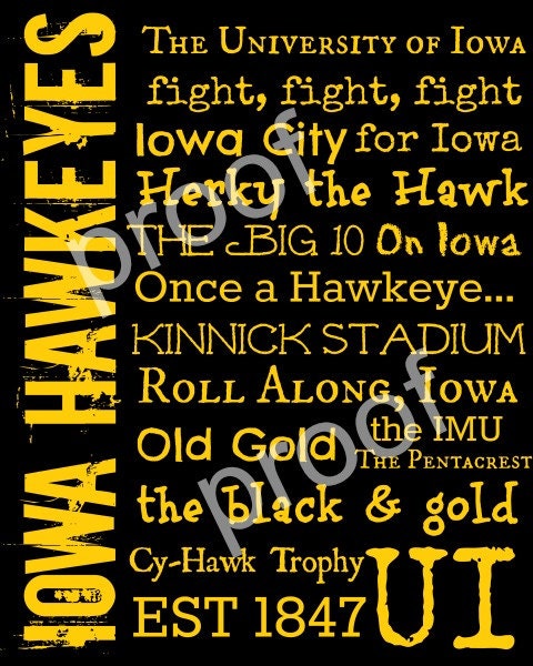 University of Iowa Hawkeyes Subway Art Print 8x10