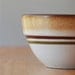 Vintage Heath Ceramics Dessert Bowl - Brown with Red and Green Stripes - Metallic Glaze