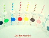 Milk Bottles - Any COLOR 12 Plastic Milk Bottles - ANY COLOR Chalkboard Labels Of Your Choice & Caps with Holes - Kid Milk Bottles