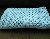 Crocheted Baby Blanket Granny Square Blue