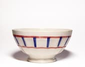 1 TYPICAL FRENCH Large vintage Blue red white  french BOWL  bols cafe au lait  - Shabby chic -