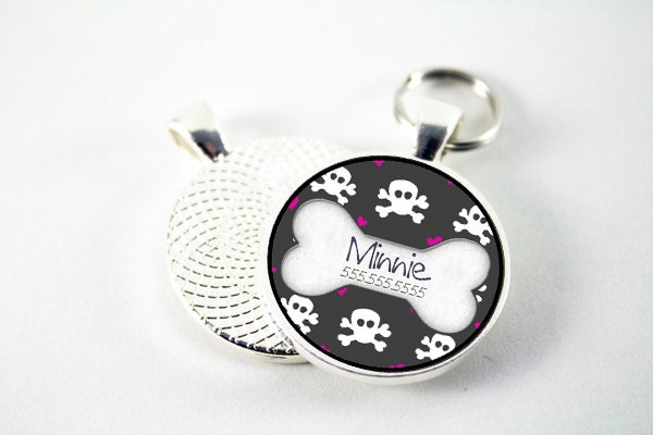 Skulls and Hearts Pet Tag