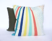 READY TO SHIP //  'Neon Strobes' cushion cover (pillow) in coral, teal, mint, ultramarine and yellow