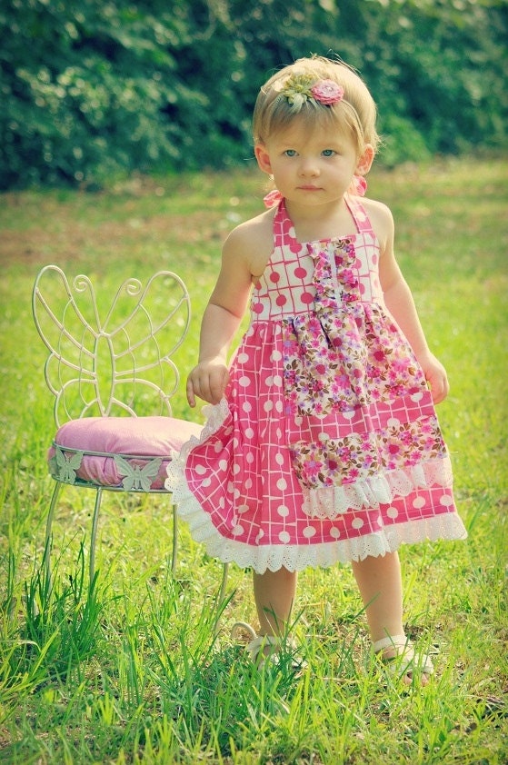 Girls Sewing Pattern Dress - pdf pattern - Apron Dress, INSTANT DOWNLOAD,12 months to 10 years of age