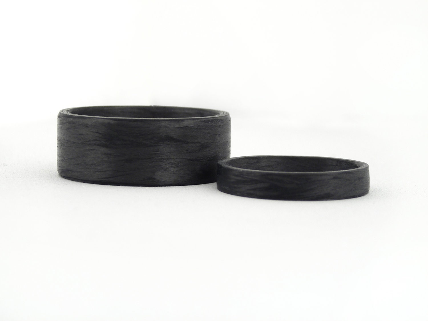 Carbon Fiber Unidirectional black Wedding Rings Bands. Round or Flat