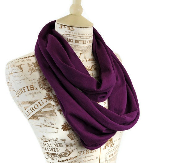 SALE Spring Infinity Scarf Plum Purple Eggplant Aubergine