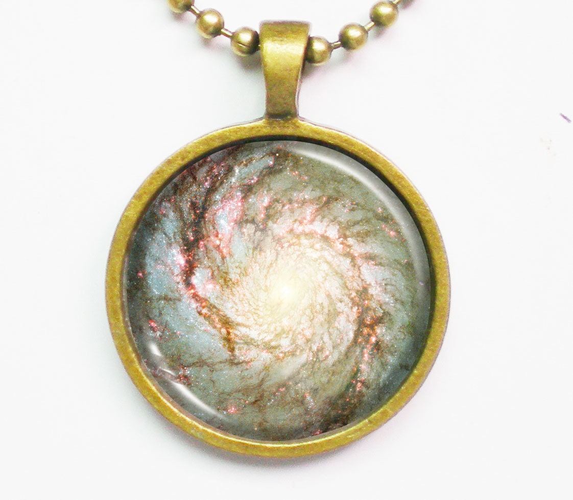 Constellation Necklace - Heart of Whirlpool Galaxy (M51) -Astronomical Necklace - Galaxy Series