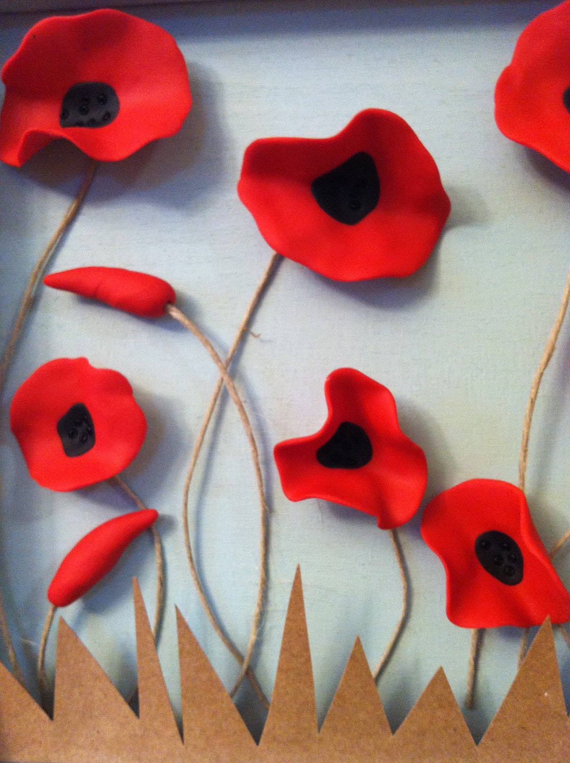 Polymer poppy field shadow box 