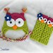 Unique baby gift set - baby girl owl hat and leg warmers - hot pink and green - any baby size so adorable