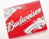 BEER notebook journal Budweiser The GREAT AMERICAN Lager  spiral binding Recycled and Earth Friendly A Gift For that Hard to Buy for Man