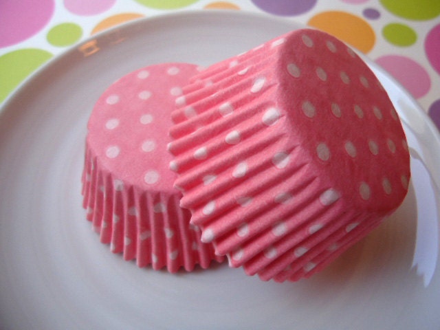 Cupcake Liners - Baking Cups - Pale Pink Polka Dot (50)