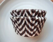 Brown Chevron Cupcake Liners - Brown Chevron Baking Cups (50)