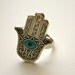 Adjustable Silver Ring Evil Eye Hand of Fatima Middle Eastern Turkish