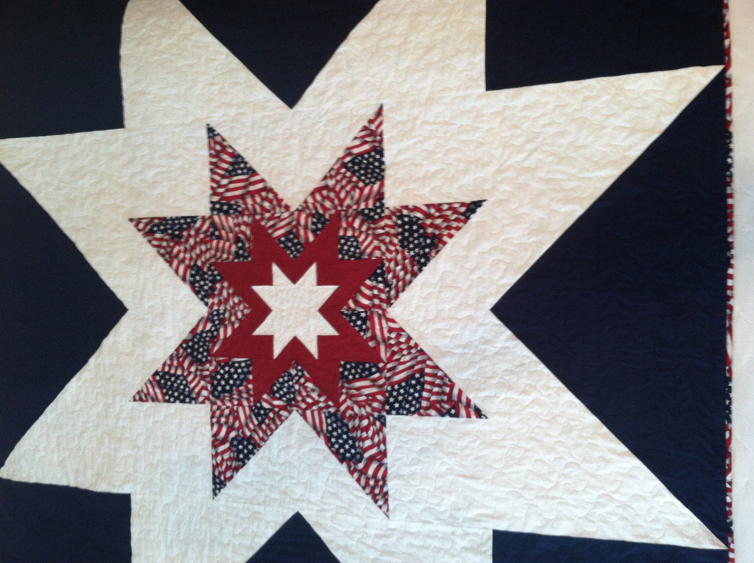 Patriotic flag star in a star quilt