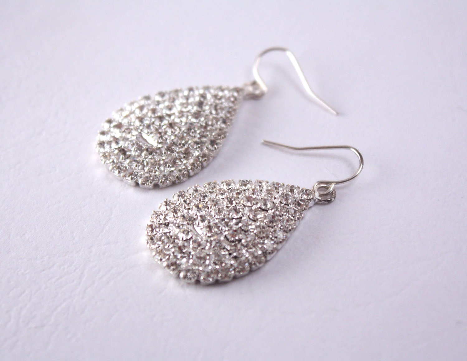 crystal teardrop earrings - winter wonderland - cz  rhinestone sparkle crystal - bridal earrings - wedding holiday party