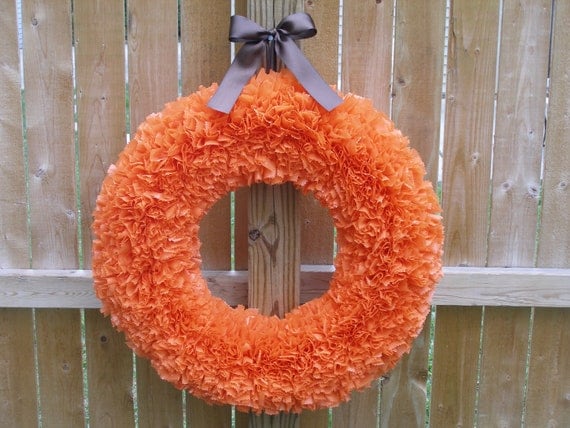 21" Pumpkin Orange Indoor/Outdoor Wreath