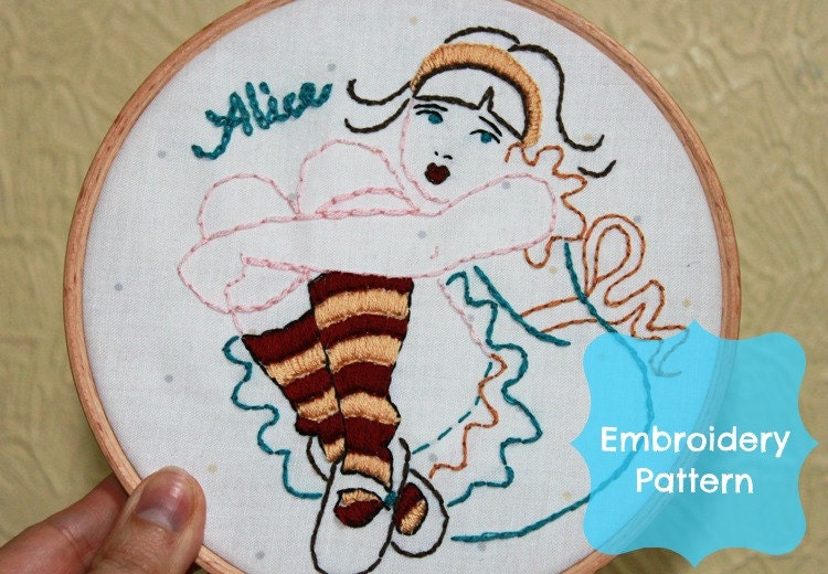 Alice in Wonderland embroidery pattern set