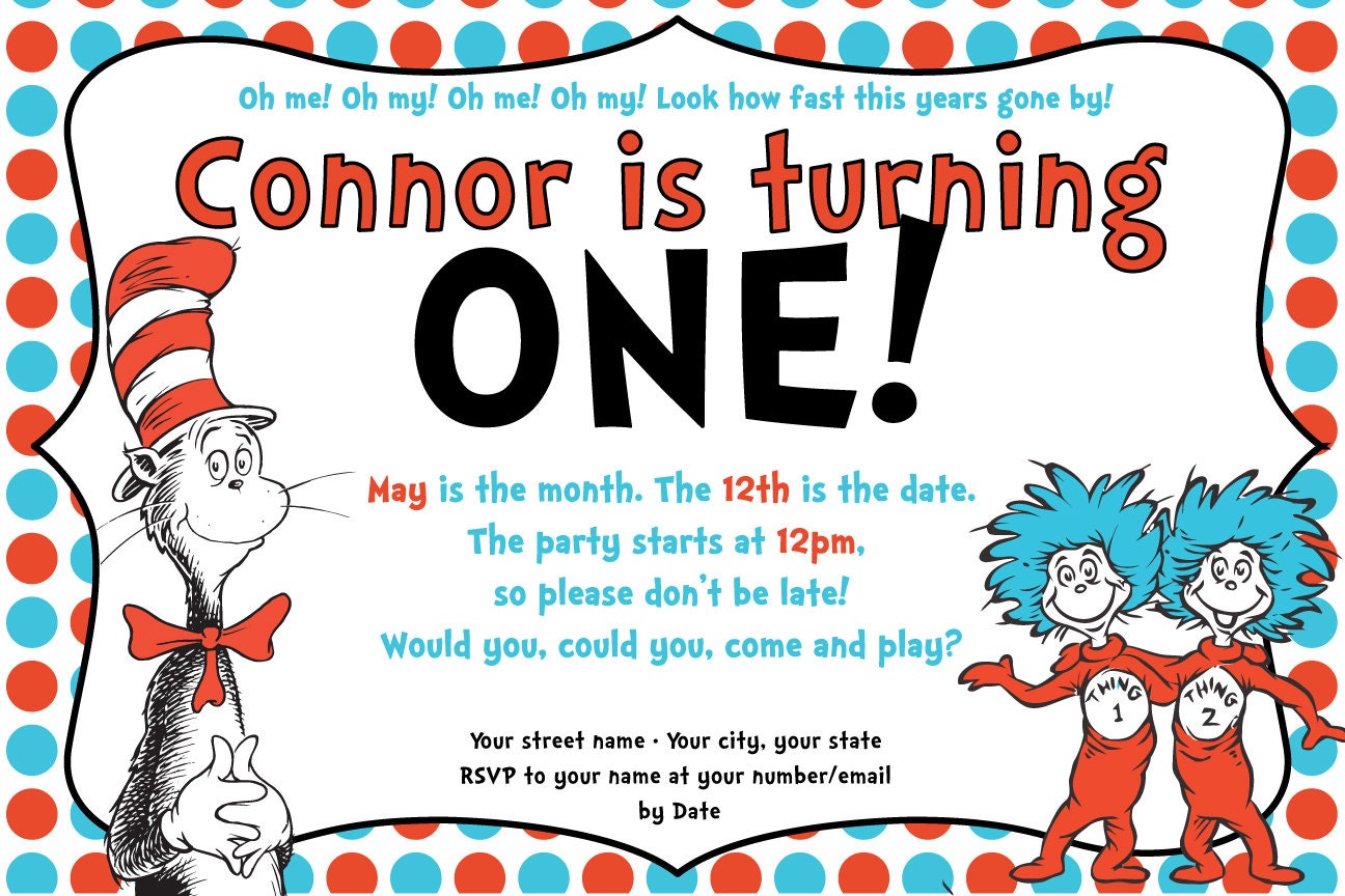 Dr. Suess Birthday Party Kit - Invitation & Book Sign