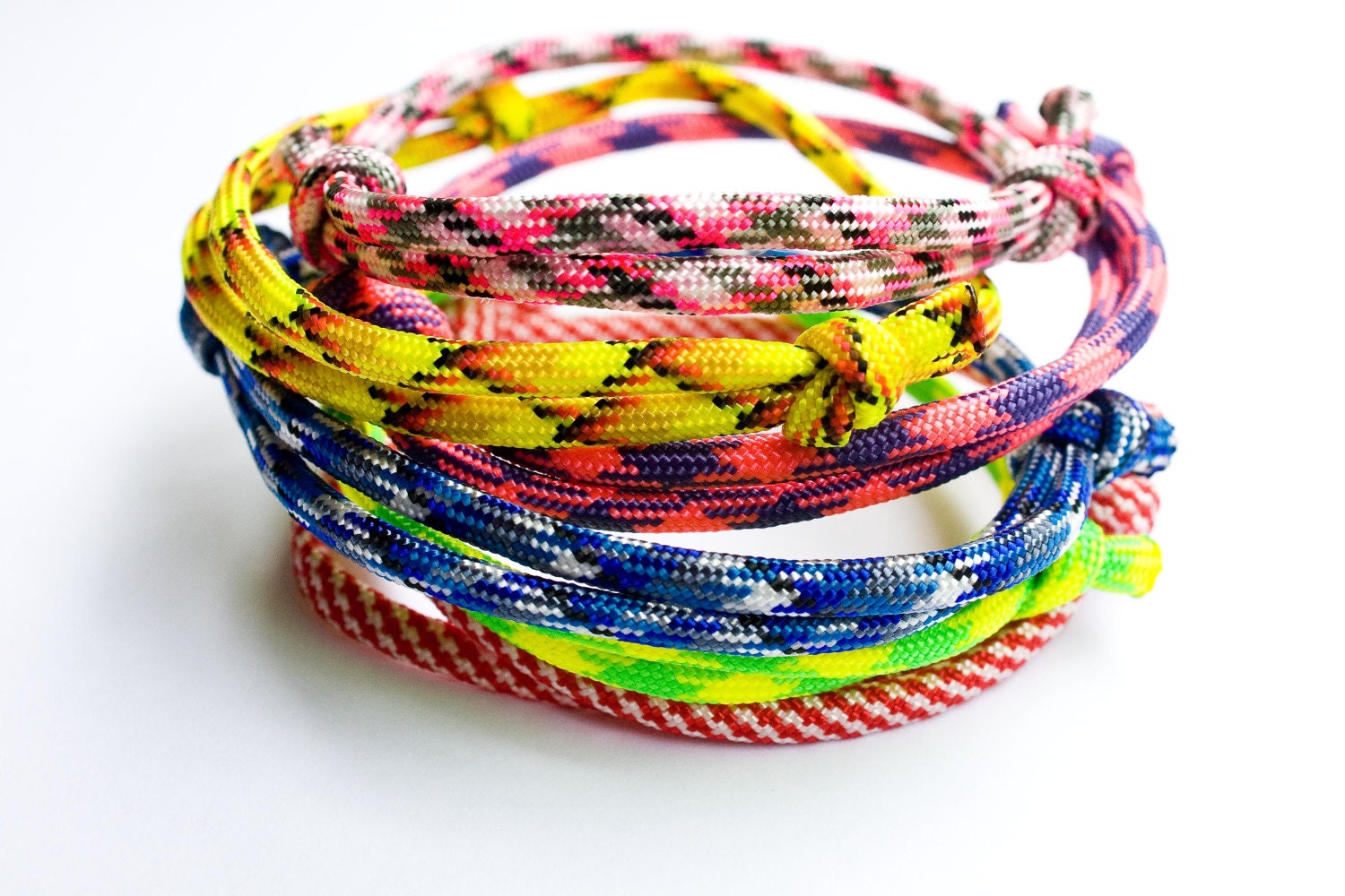 Paracord Bracelets - Set of 3 - Adjustable Knot  Colorful Bracelets Rope Neon