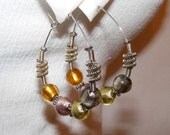 FOIL GLASS/MURANO Style Bead Hoop Earrings