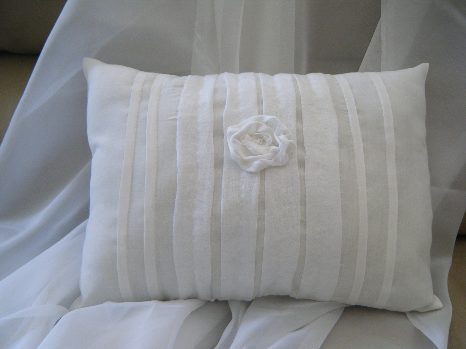 Throw Pillow, white on white textured