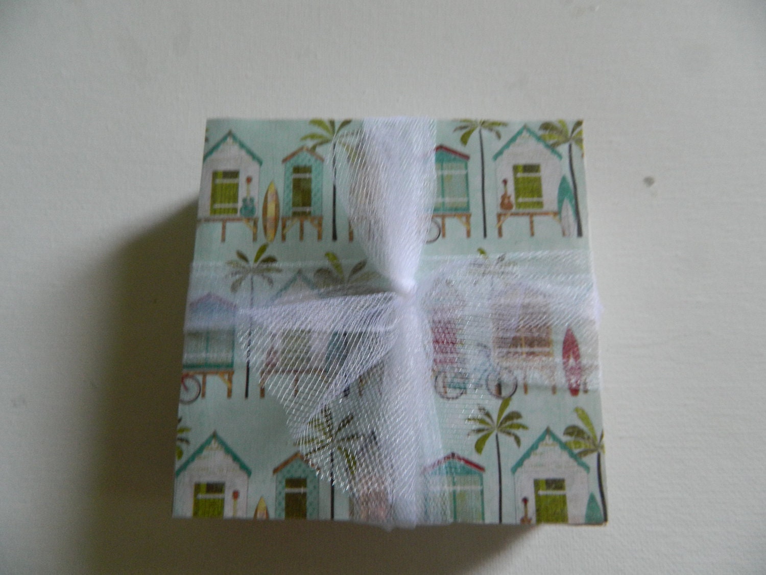 Beach Hut Print Tile Coasters