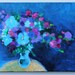 Reserved for Brigitta Abstract Painting Original Floral Still Life Small Canvas "Blue Bouquet"