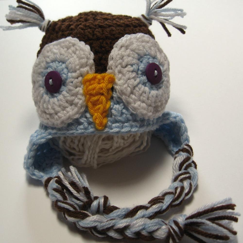 Owl hat.  Newborn.  Crochet.  MADE TO ORDER.  Photo prop.  Baby shower gift.  Baby boy.  Baby girl.  Earflap hat.