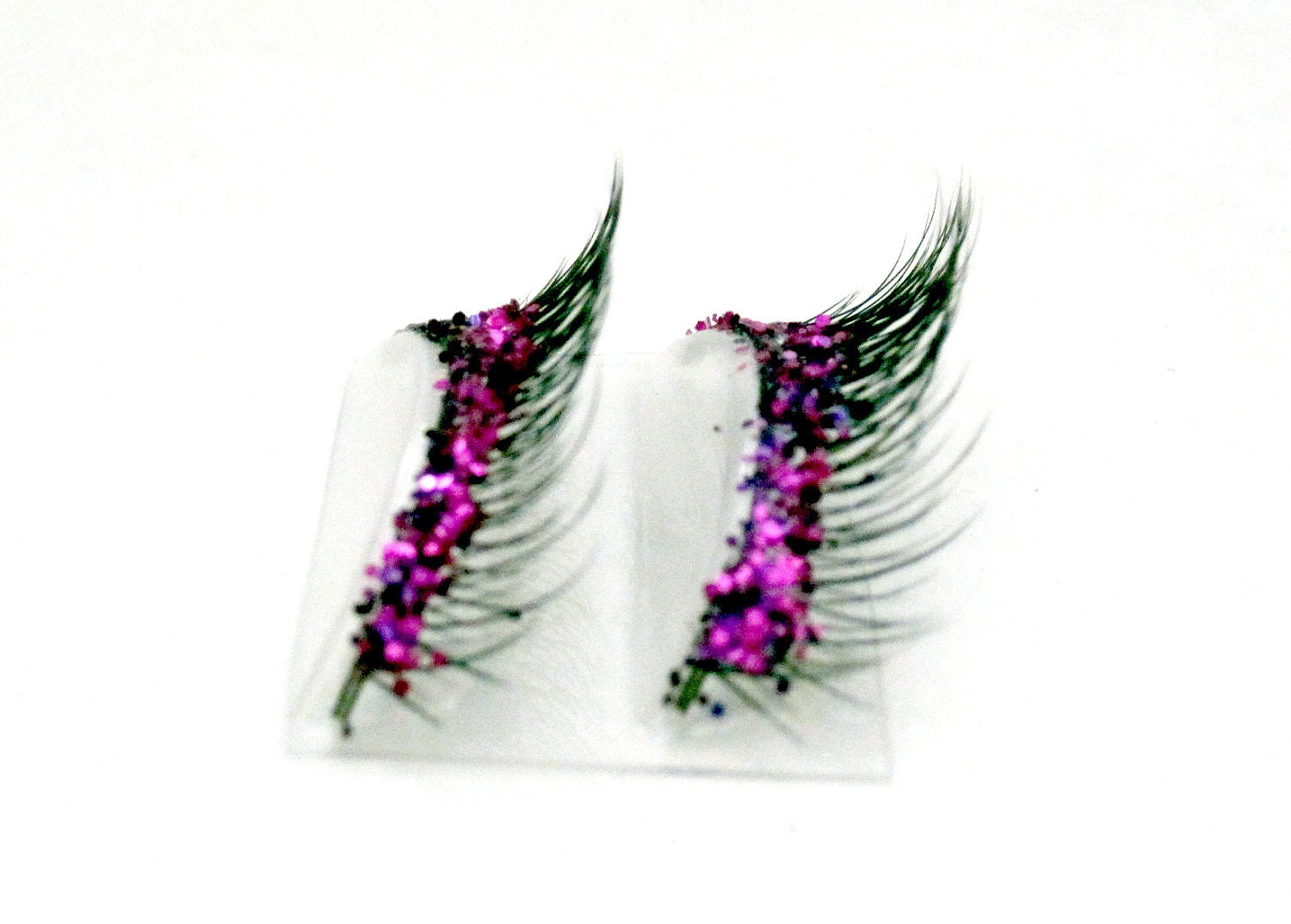 Natural Purple & Magenta Glitter Faux Lashes
