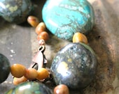 Chunky Turquoise, Yellow Jasper, 25" necklace