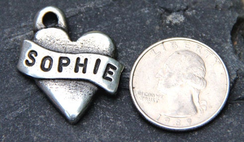 Pet Tag Dog Tag ID Collar Tags Custom Hand Stamped Heart with Crystal Jewel