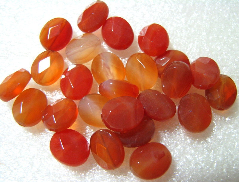 Red Agate, 8x10mm Faceted Oval bead destash