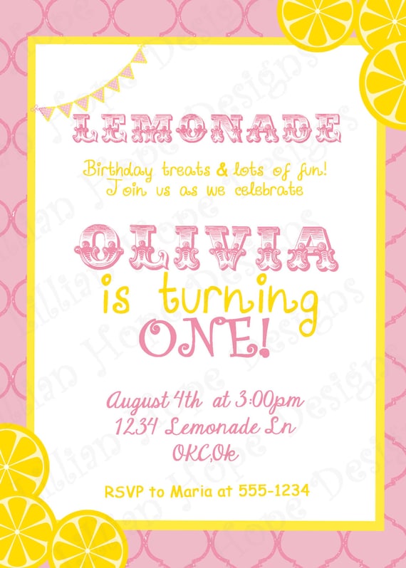 Lemonade Party - PRINTABLE Custom Invitation and Thank You Card - Pink Lemonade Invitation Il_570xn