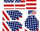 Stars & Stripes Flag Tag Collage Sheet - Digital Download