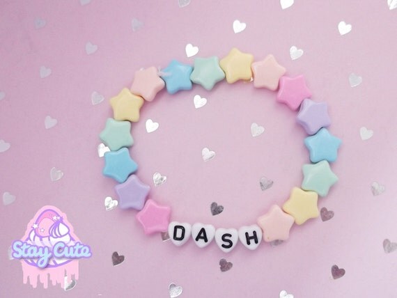 Kawaii custom made pastel star bead bracelet