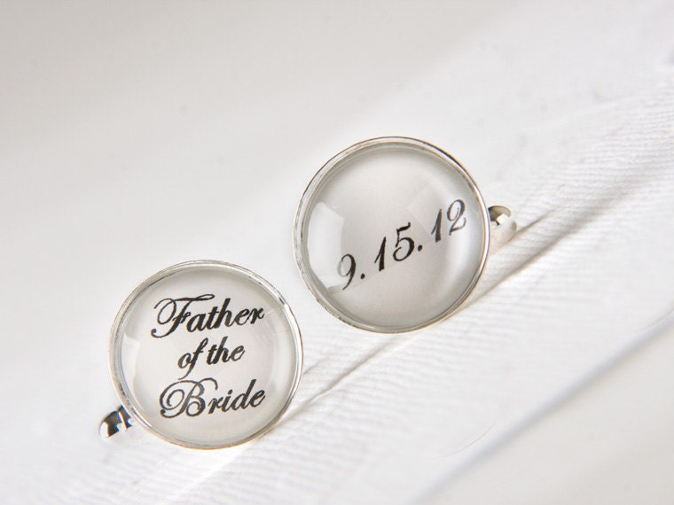 Father of the Bride Cufflinks with Your Wedding Date -  Perfect Gift for Father on Your Wedding Day