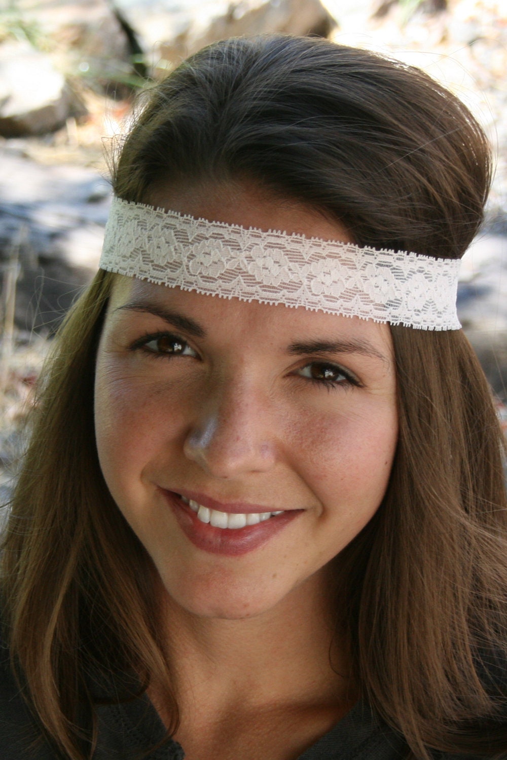 Soft Peach Stretch Lace Elastic Headband, 1" wide, Quality Lace, Sizes for Baby to Lady: PLUS, All proceeds go to kids' college fund