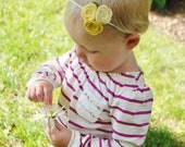 Felt Rosette Trio in Mustard, Mellow Yellow and Buttercream, Hair Clip or Headband, Newborn-Adult sizes available