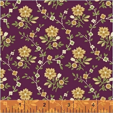 Crazy for Shelburne Collection - Tossed Trailing Flowers - Wine -Shelburne Museum -Windham Fabrics