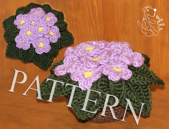 African violet - crochet pattern in PDF