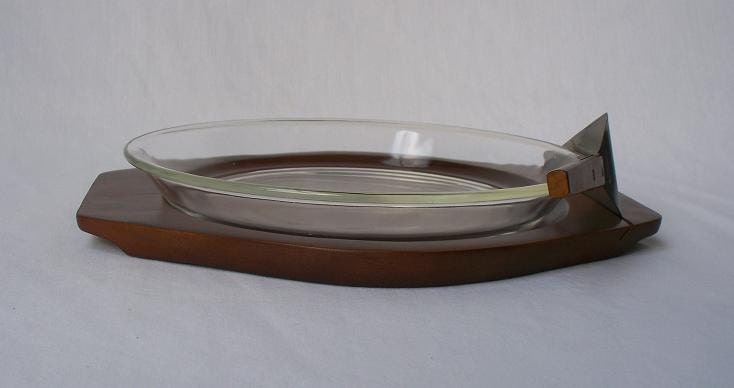 Mid Century Wood Pie Serving Set