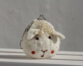 Little sheep, hand felted purse for cosmetics, Iphone, or money