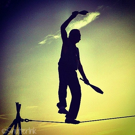 Key West Photography. Mallory Square. Sunset Celebration. Tightrope Juggler. 8x8