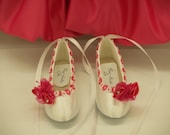 Wedding Shoes FlowerGirls Ballerina HotPink flowers