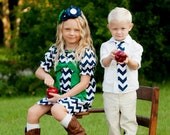 Spring Summer Fall Bow Peasant Dress girl toddler baby 12m,18m, 2t, 3t, 4t, 5t Oxford Blues Navy Kelly Green