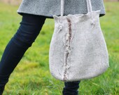 Felted bag Coffee from natural beige wool - eco friendly bag - eco fashion - tote - ready to ship - Mothers day gift