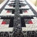 Quilted Table Runner  Black and White Log Cabin Evening in Paris