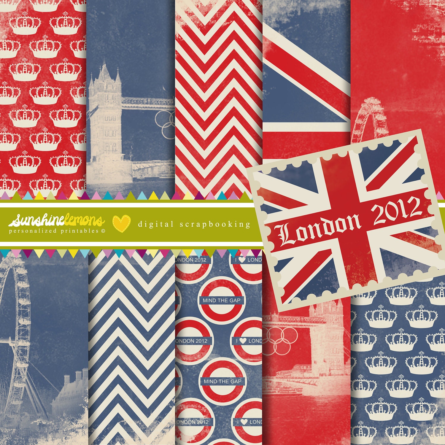 London 2012 Digital Scrapbooking Paper Set