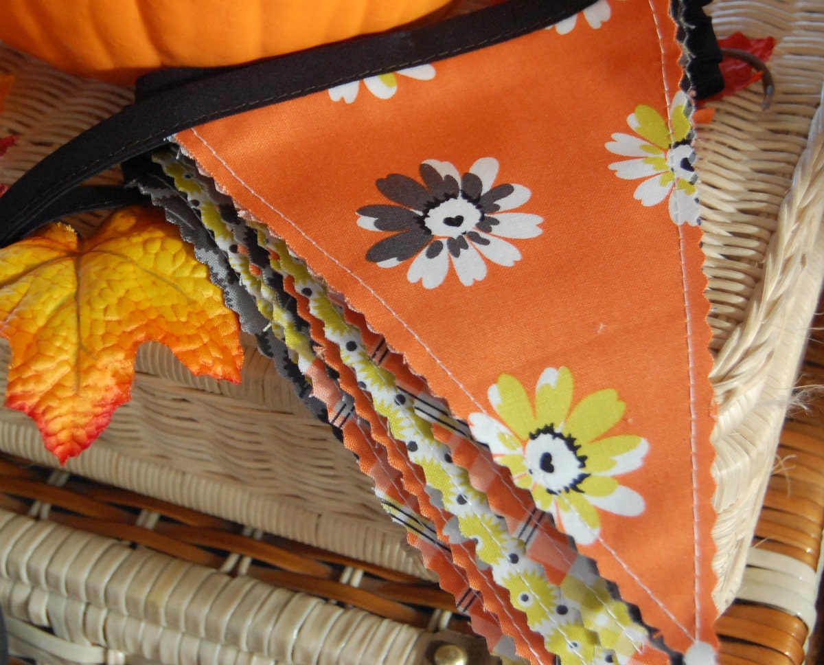 Flea Market Fall Banner-Fabric Banner-Fabric Bunting-Flags-Pennants-Orange and Black-Garland